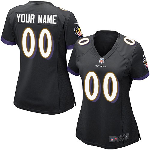 Women's Elite Nike Jersey Black Alternate - Customized NFL Baltimore Ravens